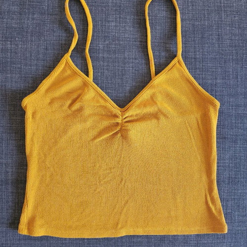 Bershka Crop Top with Spaghetti Straps musardi like new, Medium