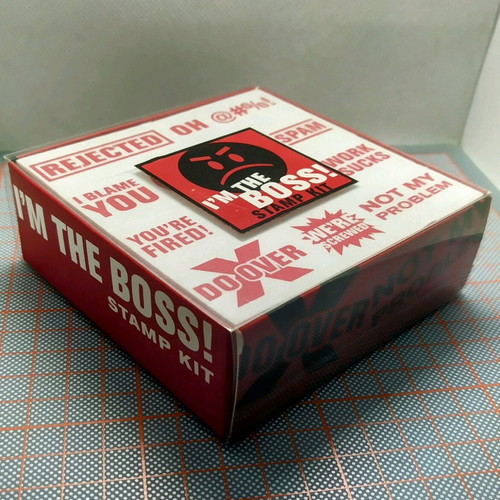Stamp kit with 12 different office stamps and new ink pad