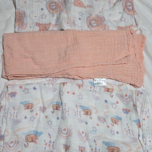 Babyono muslin swaddle blankets powder pink 70x70cm 3 pcs
