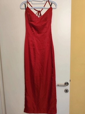 Red satin long dress Hype like new with straps