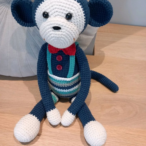 Handmade knitted monkey doll 36 cm new