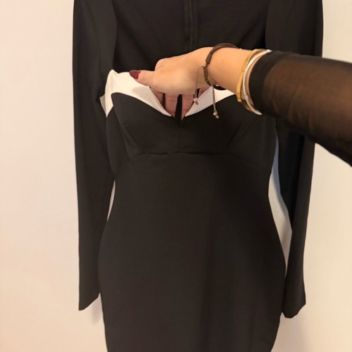 Black and white dress medium with long sleeves like new