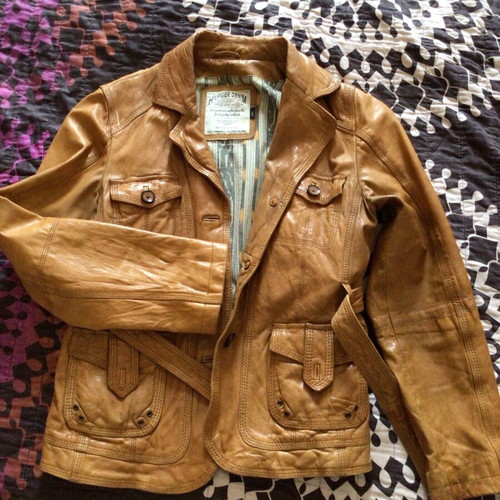 Tommy Hilfiger women's leather jacket used, brown, size S