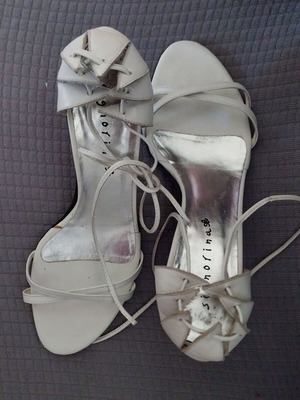 Signiorina white leather sandal used, size 37