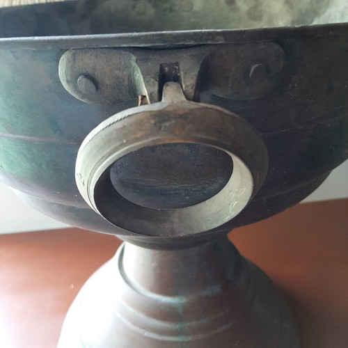 Prewar copper mangali with brass handles used