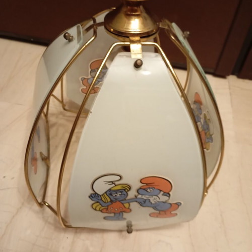 Children's ceiling light vintage used with smurfs design