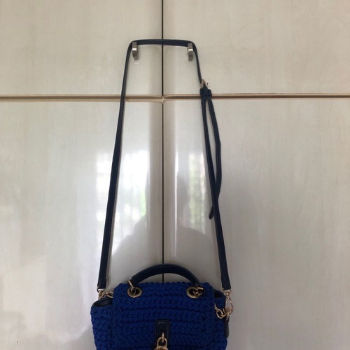Twinset knitted crossbody bag blue new with detachable strap