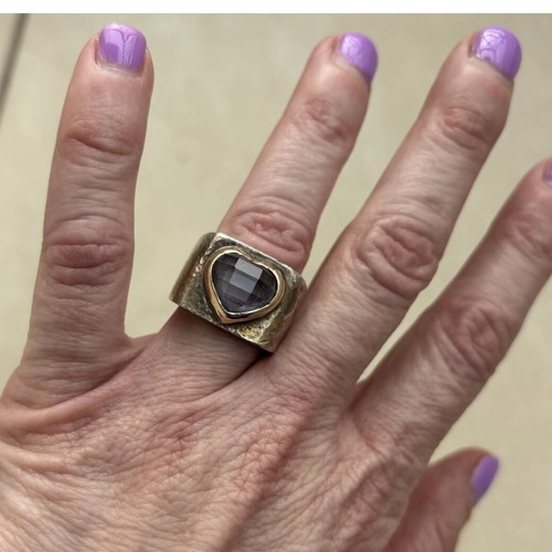 Zolotas Aquamarine Ring silver 925 & gold 24k, like new, size 54