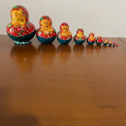 Russian Babushka/Matryoshka handmade set of 10 pieces