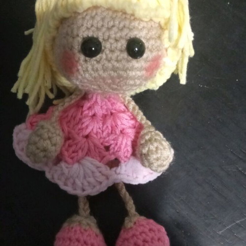 Handmade Amigurumi Doll Ballerina with Pink Dress