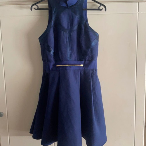 Elisabetta Franchi cocktail dress dark blue like new, Italian 44