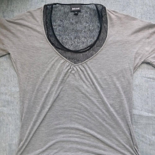 Just Cavalli blouse like new with lace, grey and black, size M