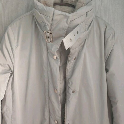 Women's long gray anthracite jacket with fur collar like new Zara