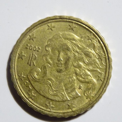10 Cent Euro Coin Italy 2002 used with rare double ring