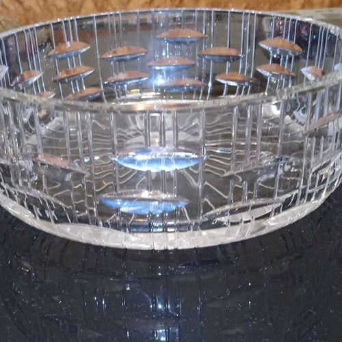 Decorative Bohemian crystal bowl like new with patterns