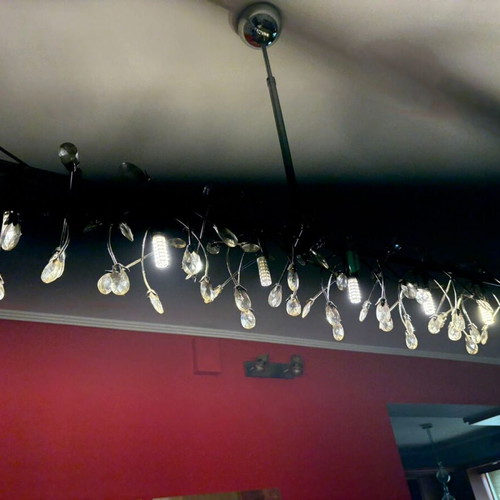 Ceiling light set with Swarovski crystals, stainless steel, G9 bulbs