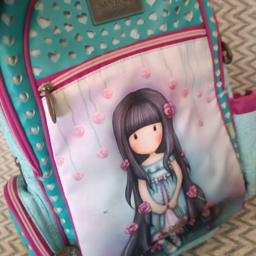 Santoro school backpack used without front flowers