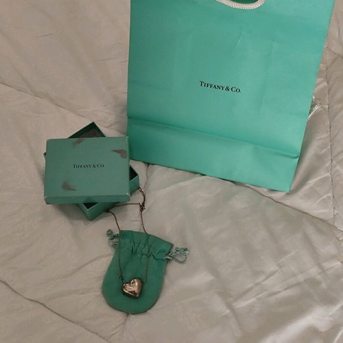 Tiffany&Co. 925 Silver Vintage Puffy Heart Necklace Like New