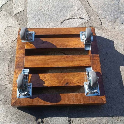 Wooden Chestnut Plant Pot Base 32x32cm with Optional Wheels