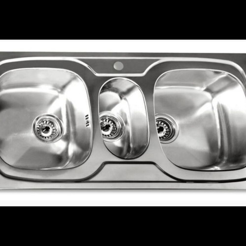 Inox sink with 3 basins new, 100x48cm