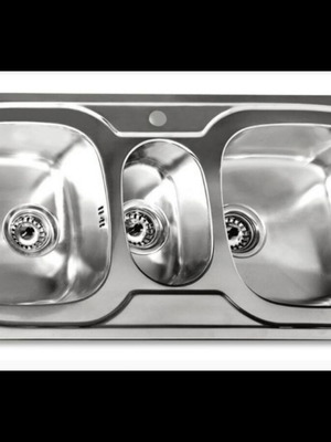 Inox sink with 3 basins new, 100x48cm
