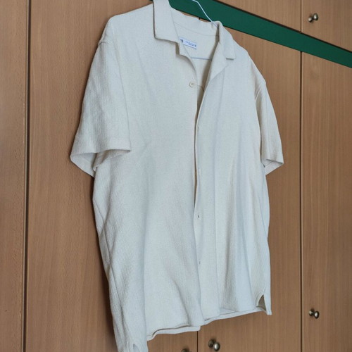 Zara men's shirt ecru new, cotton with rustic effect XL