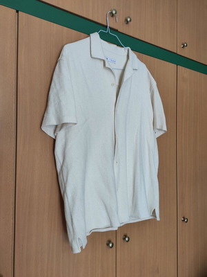 Zara men's shirt ecru new, cotton with rustic effect XL