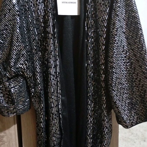 Kimonos oversized sequin Katerina Krommidaki new black silver