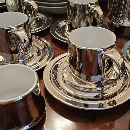 AMC Langenthal 12-Person Luxury Dinnerware Set with Nachtmann Swarovski Crystals and Gnutt Cutlery