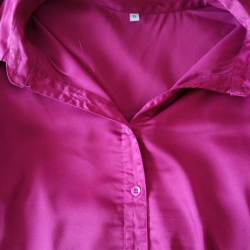Satin shirt, deep purple-red color, size S