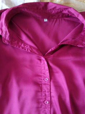 Satin shirt, deep purple-red color, size S