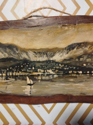 Χίος 1912 ζωγραφική σε ξύλο Χ Κοιλιάρης μεταχειρισμένη