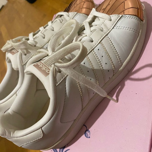 Adidas Superstar shoes used, size 38.5, white with copper toe