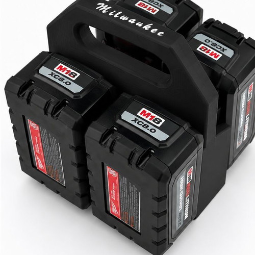 Milwaukee M18 Battery Holder 4 Slots 3D Printed, new