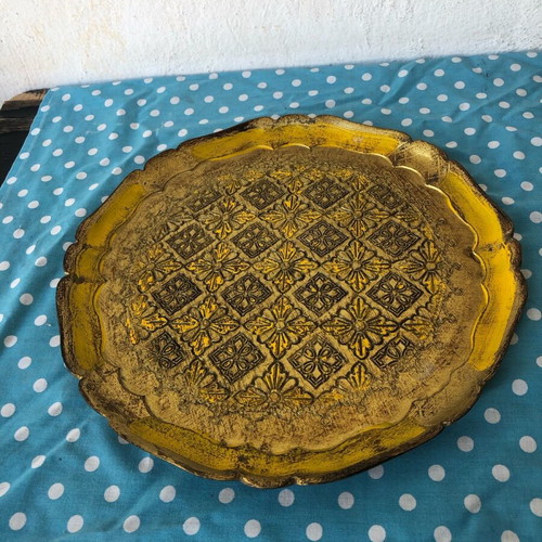 Wooden carved Florentine serving tray like new