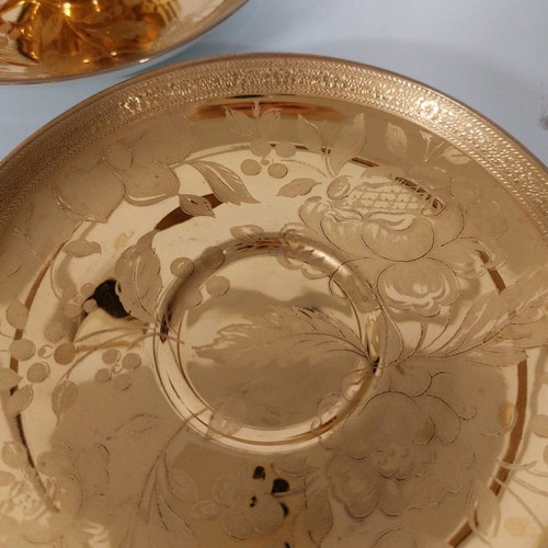 Limoges vintage tea cups used, set of 4, 24-carat gold