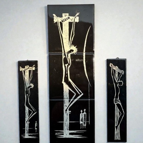 Jesus Christ Crucifixion Tiles Villeroy & Boch Mettlach like new