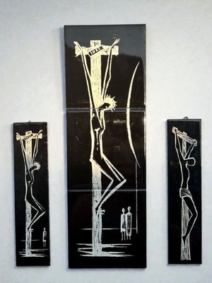 Jesus Christ Crucifixion Tiles Villeroy & Boch Mettlach like new