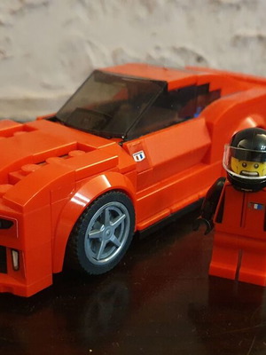 Lego 75874 Chevrolet Camaro Drag Race μεταχειρισμένο, κόκκινο αυτοκίνητο με οδηγό