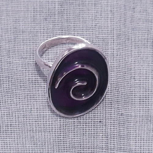 Anthousa Handmade Silver 925 Ring with Purple Enamel New