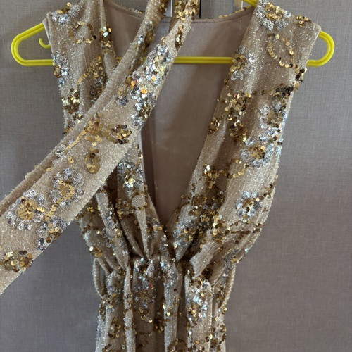 MYA Collection gold maxi dress with sequins