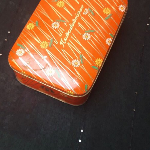 Papadopoulou biscuit metal box used, Frutacrem