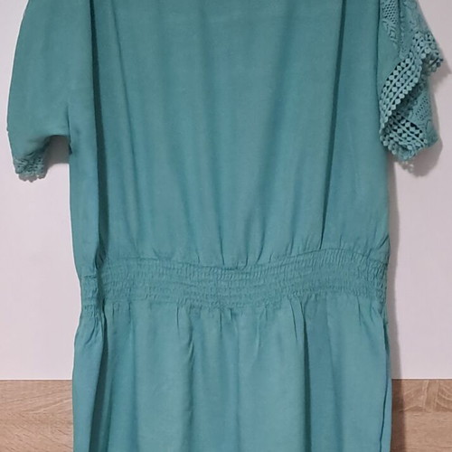 Accessorize teal green lace insert smocked tunic mini dress, size S