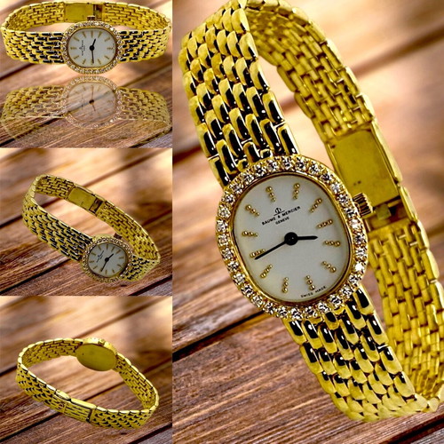 Baume Mercier ρολόι κοσμήμα ολόχρυσο 14 καράτια σαν καινούργιο με μπριγιάν