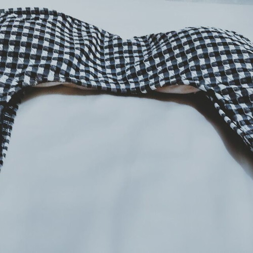 Aurely Surf Bralette Bikini Top New, Black and White Checkered