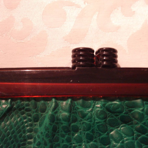 Women's leather clutch used, green