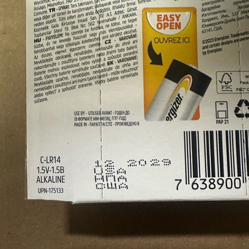 Energizer C alkaline batteries new, 8 pieces (4 packs x 2)