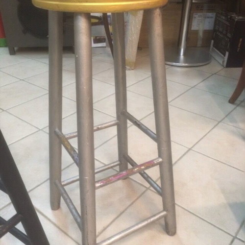 Wooden stools used, handmade painted
