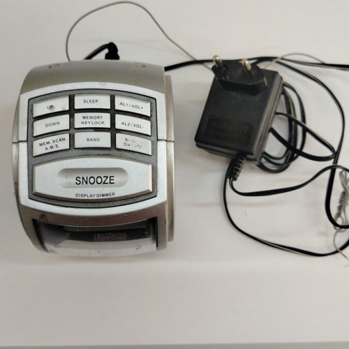 Portable radio with alarm clock like new, gray