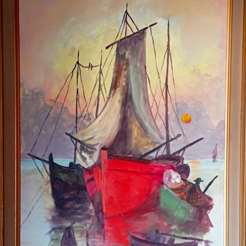 Dora Bouki oil painting like new with large frame